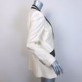 Dolce & Gabbana Contrast-Lapel Blazer Cream/Black Wool-Blend Size 44