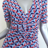 Diane von Furstenberg Koren Reversible Dress Ruched Printed Mesh Size Small NEW