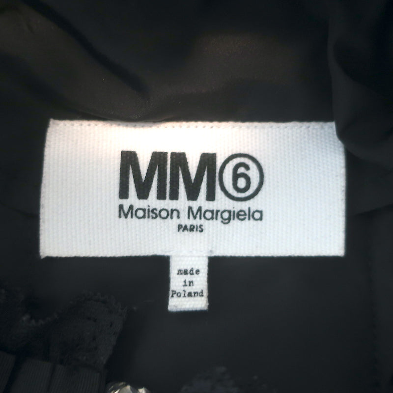 MM6 Maison Margiela Ruffled Lace-Trim Bomber Jacket Black Size 38