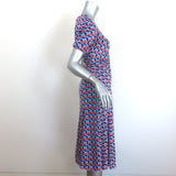 Diane von Furstenberg Koren Reversible Dress Ruched Printed Mesh Size Small NEW