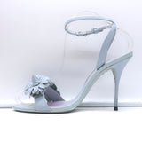 Sophia Webster Lilico Flower-Embellished Sandals Light Blue Leather Size 38