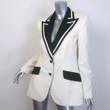 Dolce & Gabbana Contrast-Lapel Blazer Cream/Black Wool-Blend Size 44