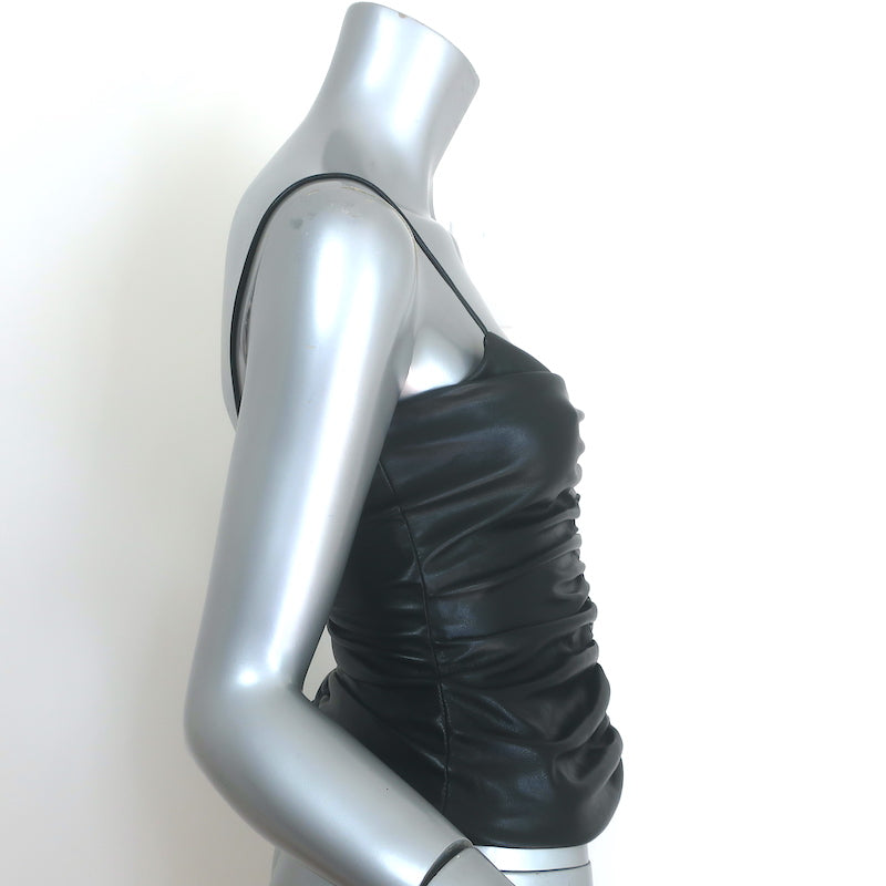 7 For All Mankind Ruched Faux Leather Cami Black Size Extra Small NEW