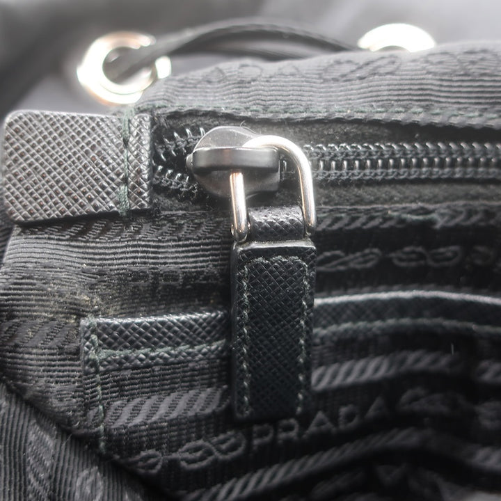 Prada Medium Re-Nylon Saffiano Leather-Trim Backpack Black