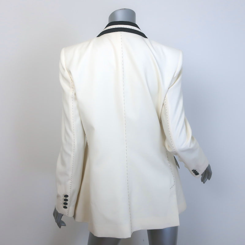 Dolce &amp; Gabbana Contrast-Lapel Blazer Cream/Black Wool-Blend Size 44