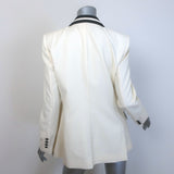 Dolce & Gabbana Contrast-Lapel Blazer Cream/Black Wool-Blend Size 44