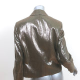 Brunello Cucinelli Metallic Leather Blazer Gold Size 42 One-Button Jacket