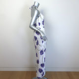 Reformation Yana Halter Midi Dress White Anthurium Print Linen Size 6