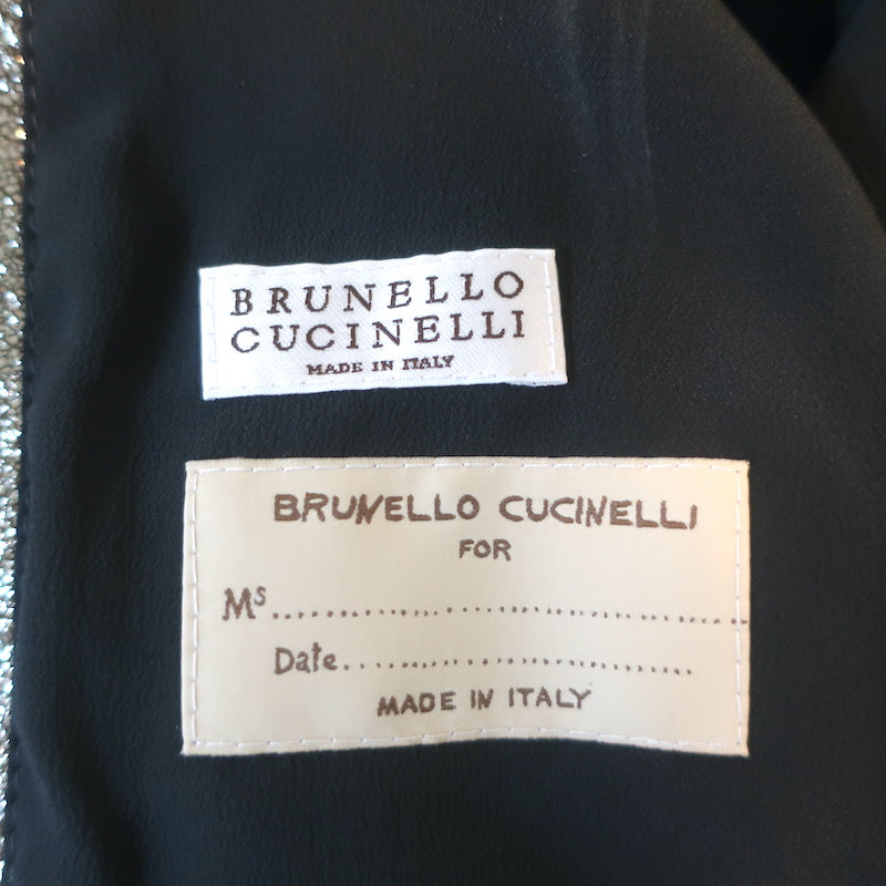 Brunello Cucinelli Metallic Leather Blazer Gold Size 42 One-Button Jacket