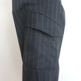 Brunello Cucinelli Pinstripe Cargo Pants Gray Stretch Wool Size US 6