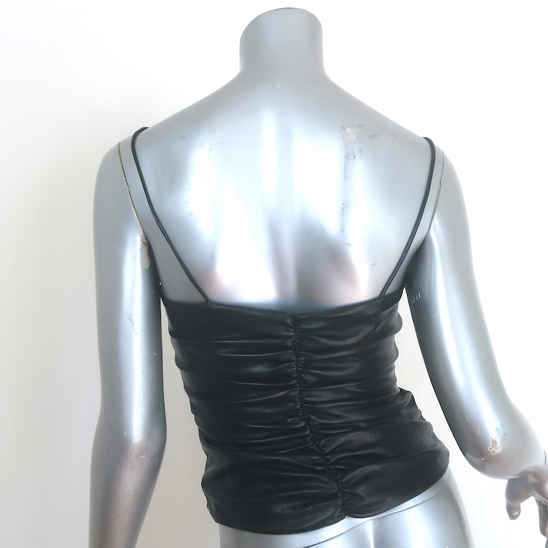 7 For All Mankind Ruched Faux Leather Cami Black Size Extra Small NEW
