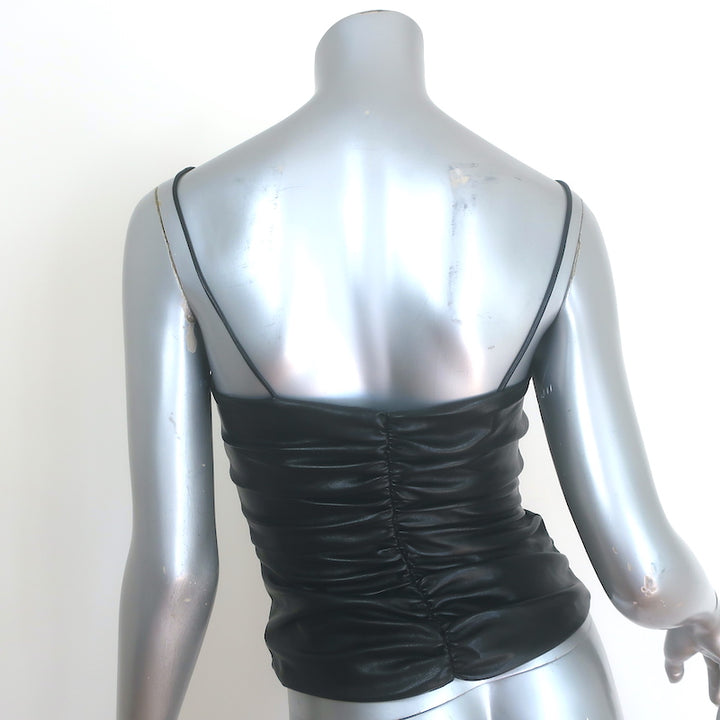 7 For All Mankind Ruched Faux Leather Cami Black Size Extra Small NEW