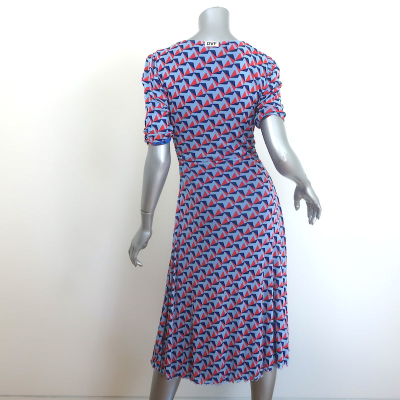 Diane von Furstenberg Koren Reversible Dress Ruched Printed Mesh Size Small NEW