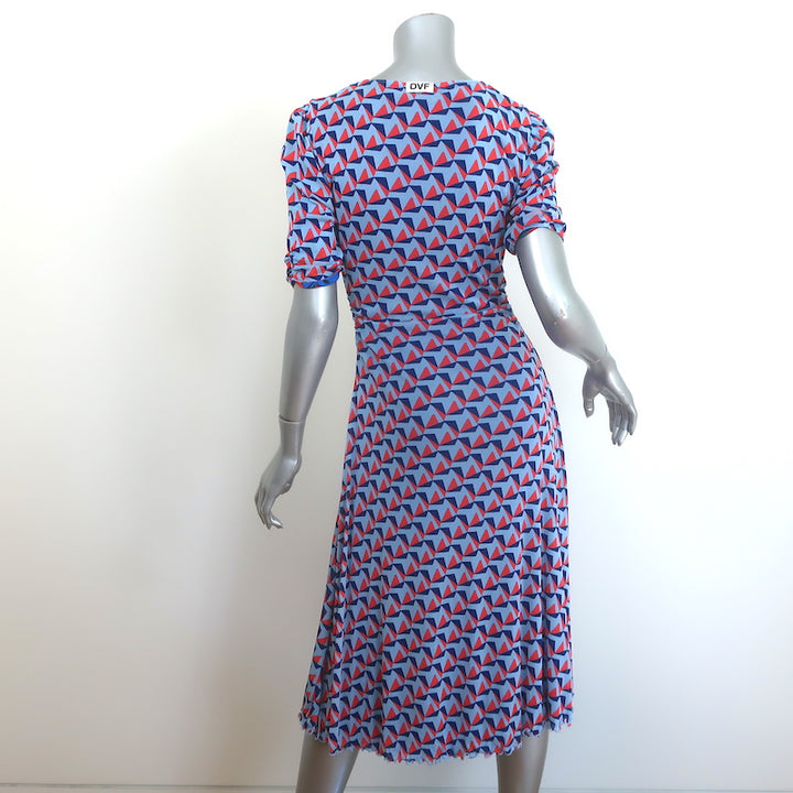 Diane von Furstenberg Koren Reversible Dress Ruched Printed Mesh Size Small NEW