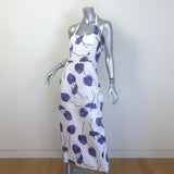 Reformation Yana Halter Midi Dress White Anthurium Print Linen Size 6