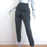 Brunello Cucinelli Pinstripe Cargo Pants Gray Stretch Wool Size US 6