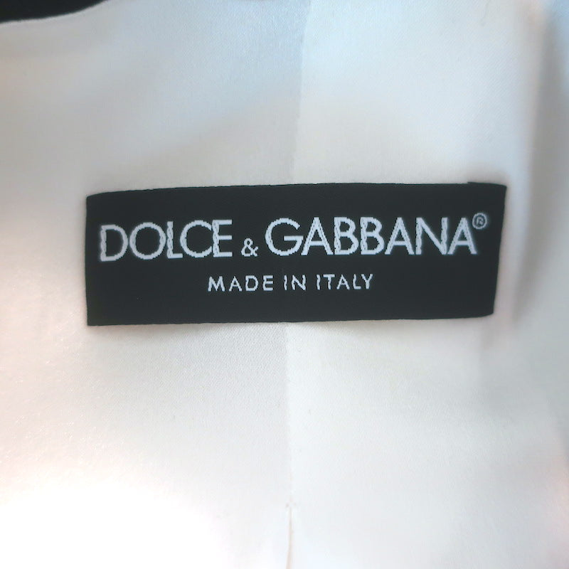 Dolce &amp; Gabbana Contrast-Lapel Blazer Cream/Black Wool-Blend Size 44