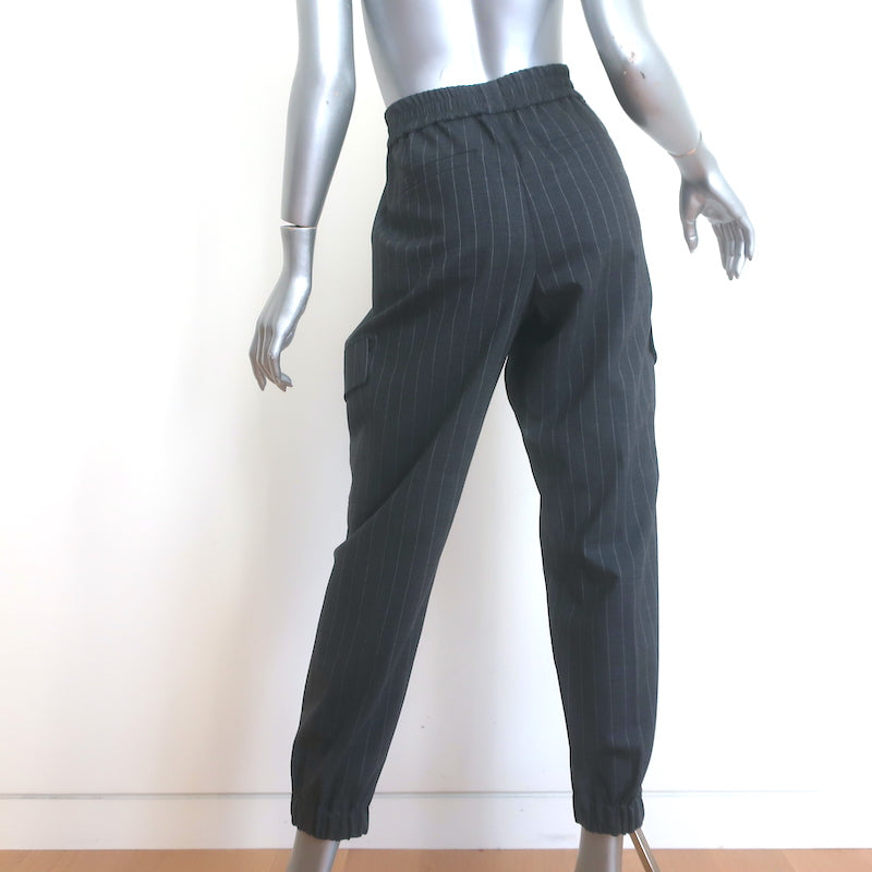 Brunello Cucinelli Pinstripe Cargo Pants Gray Stretch Wool Size US 6