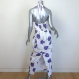 Reformation Yana Halter Midi Dress White Anthurium Print Linen Size 6
