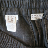 Brunello Cucinelli Pinstripe Cargo Pants Gray Stretch Wool Size US 6