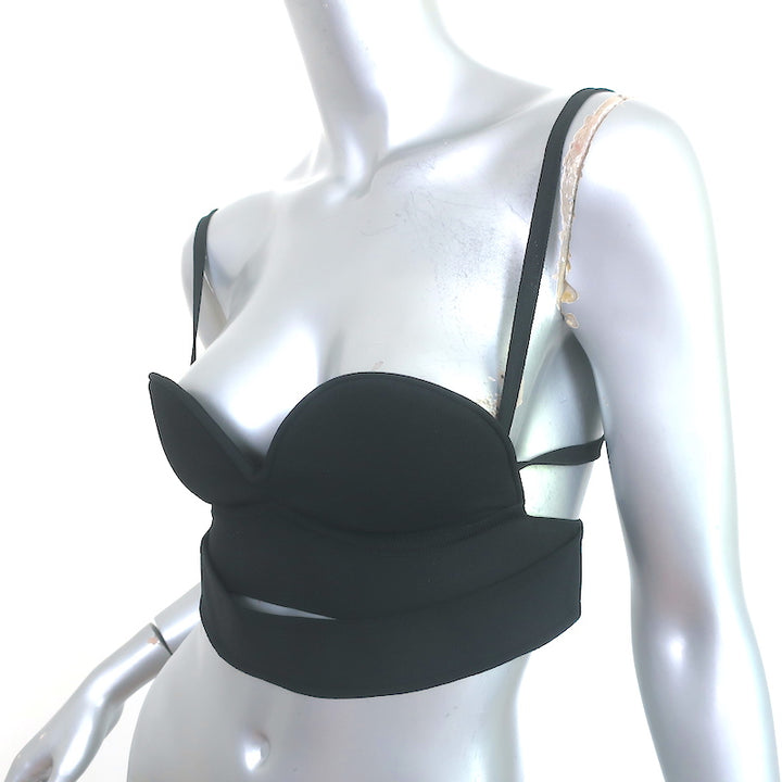 Burberry Cutout Crop Top Black Stretch Knit Size Small NEW