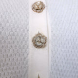 L'Agence Sterling Jewel-Button Collared Sweater Cream Cotton-Blend Size Small