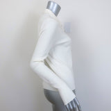 L'Agence Sterling Jewel-Button Collared Sweater Cream Cotton-Blend Size Small