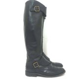 Chanel 12A CC Quilted Leather Knee High Riding Boots Black Size 39.5