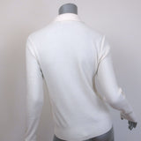 L'Agence Sterling Jewel-Button Collared Sweater Cream Cotton-Blend Size Small
