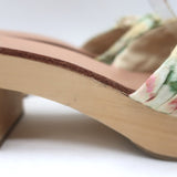 Loeffler Randall Regina Bow Clog Sandals Cream Floral Print Canvas Size 8