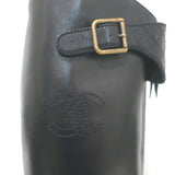 Chanel 12A CC Quilted Leather Knee High Riding Boots Black Size 39.5