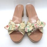 Loeffler Randall Regina Bow Clog Sandals Cream Floral Print Canvas Size 8