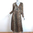 Ganni Dufort Midi Wrap Dress Leopard Print Stretch Silk Satin Size 36