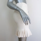 The Kooples Ruffled Hem Knit Skirt Ecru Cotton-Blend Size 1 NEW