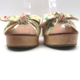 Loeffler Randall Regina Bow Clog Sandals Cream Floral Print Canvas Size 8