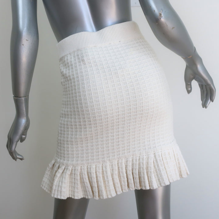 The Kooples Ruffled Hem Knit Skirt Ecru Cotton-Blend Size 1 NEW