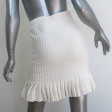 The Kooples Ruffled Hem Knit Skirt Ecru Cotton-Blend Size 1 NEW