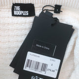 The Kooples Ruffled Hem Knit Skirt Ecru Cotton-Blend Size 1 NEW