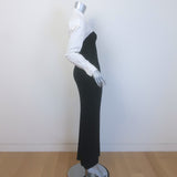 Staud Hazel Layered-Effect Ribbed Knit Midi Dress Black/White Size Medium