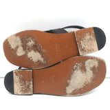 Chloe Demi Flat Slingback Thong Sandals Black Leather Size 38