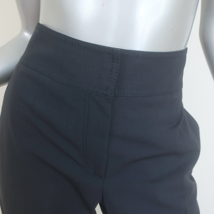 Brunello Cucinelli High Rise Wide Leg Trousers Black Stretch Wool Size US 8