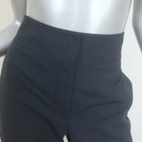 Brunello Cucinelli High Rise Wide Leg Trousers Black Stretch Wool Size US 8