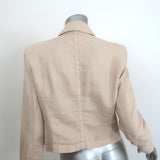 L'Agence Dolly Cropped Blazer Sand Linen Size Small Double Breasted Jacket