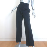 Brunello Cucinelli High Rise Wide Leg Trousers Black Stretch Wool Size US 8