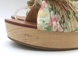 Loeffler Randall Regina Bow Clog Sandals Cream Floral Print Canvas Size 8