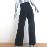 Brunello Cucinelli High Rise Wide Leg Trousers Black Stretch Wool Size US 8