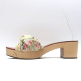 Loeffler Randall Regina Bow Clog Sandals Cream Floral Print Canvas Size 8