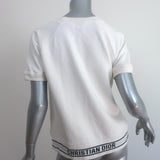 Christian Dior Embroidered Short Sleeve Sweatshirt Top Cream Size Small