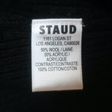 Staud Hazel Layered-Effect Ribbed Knit Midi Dress Black/White Size Medium