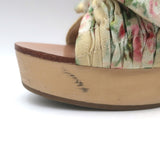 Loeffler Randall Regina Bow Clog Sandals Cream Floral Print Canvas Size 8